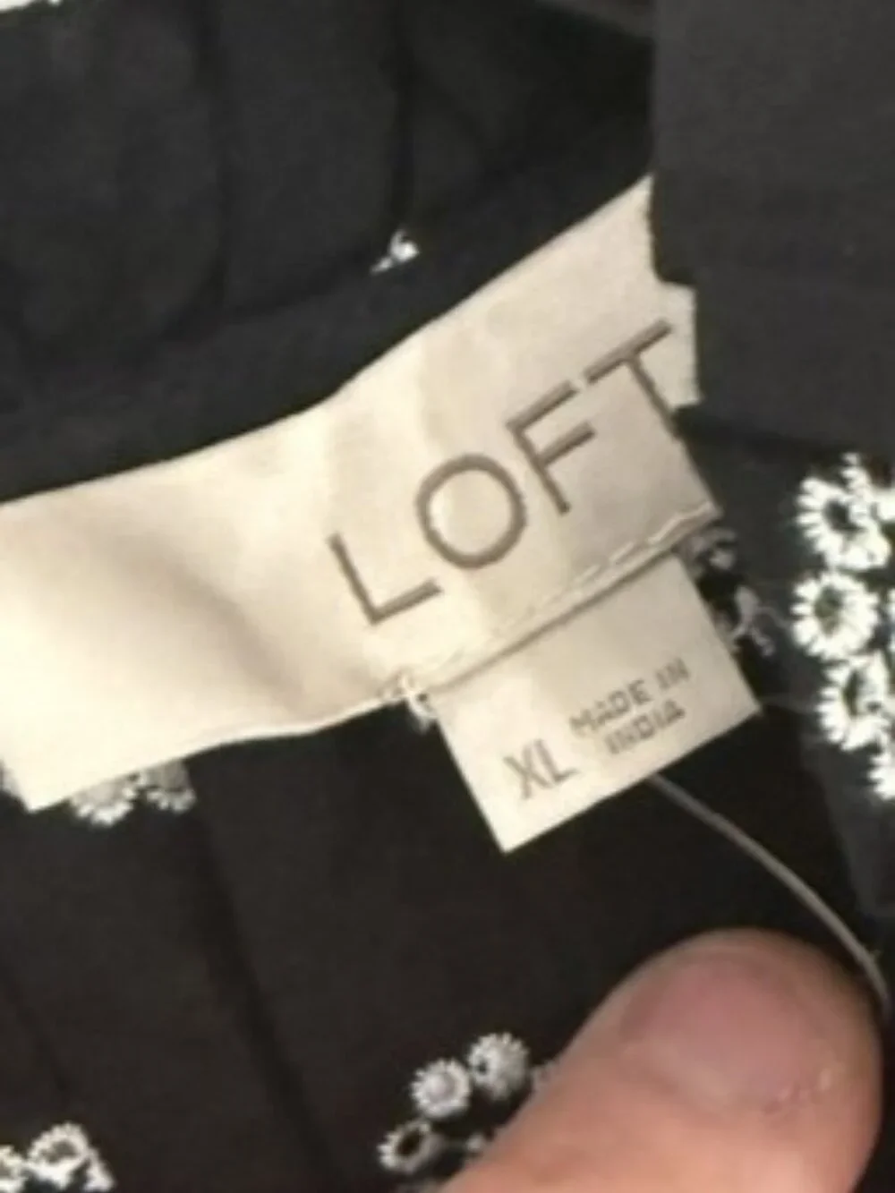 LOFT Black & White Puff Sleeve Embroidered Top